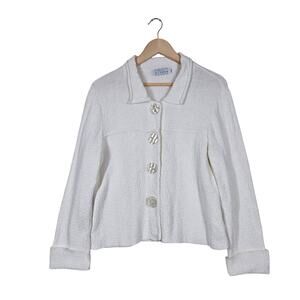 Y2K Willow Cardigan S Ivory Off White Cotton Knit Button Front USA